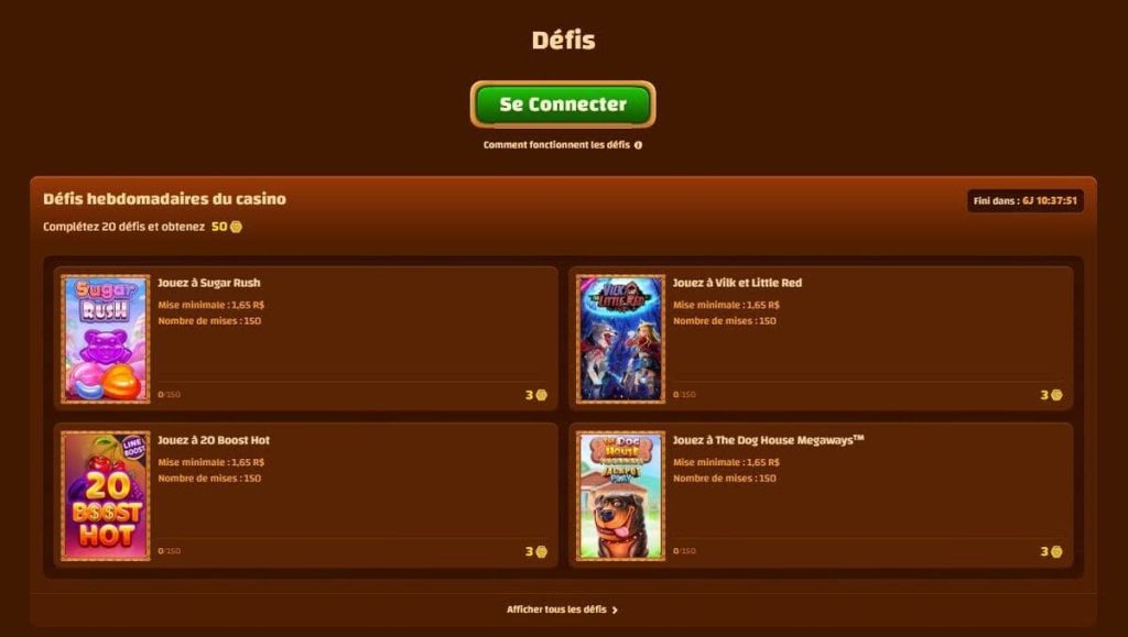 Tiki Casino défis