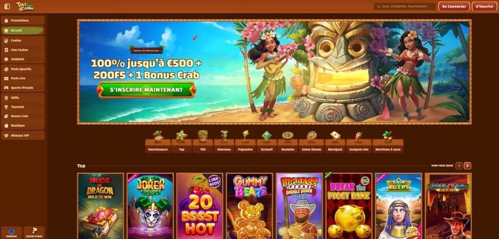 Tiki Casino page accueil