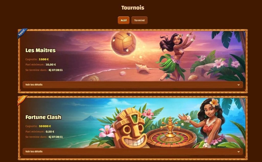 Tiki Casino tournois